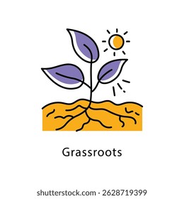 Grassroots Vector Filled Outline Style Icon. Eps 10 File 
