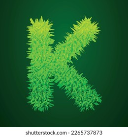 Grassy 3d illustration of letter k