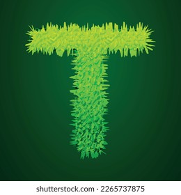 Grassy 3d illustration of letter t