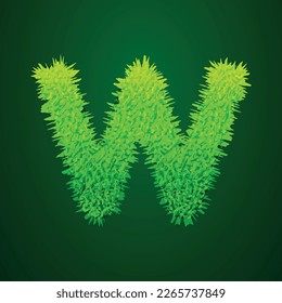 Grassy 3d illustration of letter w