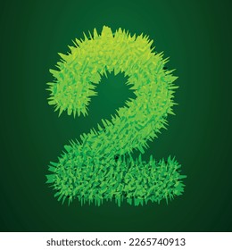 Grassy 3d illustration of number 2