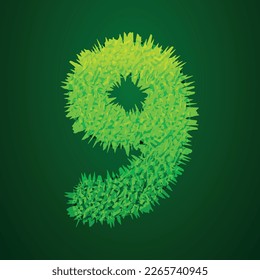 Ilustración Grassy 3d del número 9