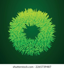 Grassy 3d illustration of small letter o