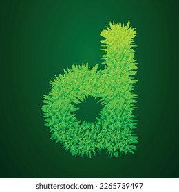 Grassy 3d illustration of small letter d