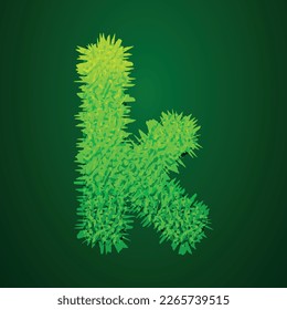 Grassy 3d illustration of small letter k