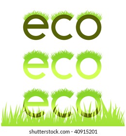 Grassy ecological emblem isolated in white vector illustration