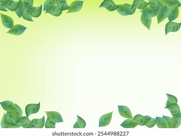 Grassy Foliage Fly Vector Green Background Wallpaper. Blur Leaf Plant. Forest Greenery Ecology Pattern. Leaves Spring Illustration.