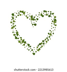 Grassy Foliage Tree Vector White Background Poster. Flying Leaf Banner. Forest Leaves Swirl Branch. Greens Blur Border.