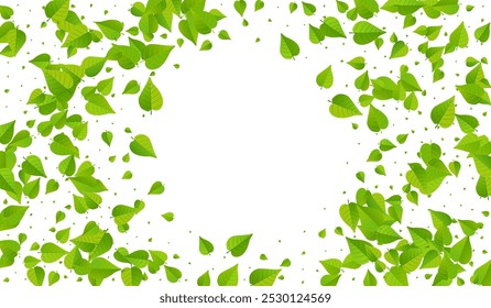 Grassy Greens Spring Vector White Background Backdrop. Transparent Foliage Wallpaper. Mint Leaf Blur Design. Leaves Wind Banner.