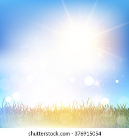 Grassy landscape against a blue sky with a retro effect