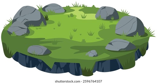 Grassy landscape icon isolated vector illustration on white background