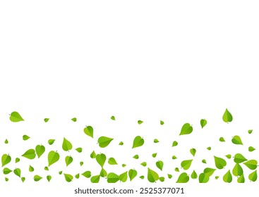 Grassy Leaves Ecology Vector White Background Backdrop. Flying Greens Brochure. Green Leaf Motion Illustration. Foliage Blur Wallpaper.