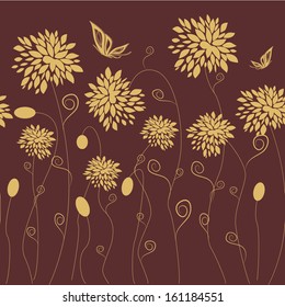 Grassy texture.Endless horizontal floral pattern. You can use it in textile design, greeting cards, graphic design. 
