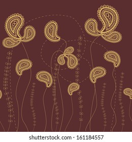 Grassy texture.Endless horizontal floral pattern. You can use it in textile design, greeting cards, graphic design. 