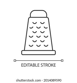Grate for cooking linear icon. Household sharp cutter for vegetables and cheese. Thin line customizable illustration. Contour symbol. Vector isolated outline drawing. Editable stroke