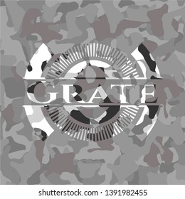 Grate grey camo emblem. Vector Illustration.