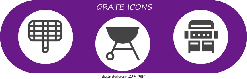  grate icon set. 3 filled grate icons. Simple modern icons about  - Grill