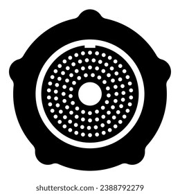 Grate for meat grinder plate mincer device for growing shallow of meat lattice with nut screw female screw pawl stop latch holder icon black color vector illustration image flat style simple