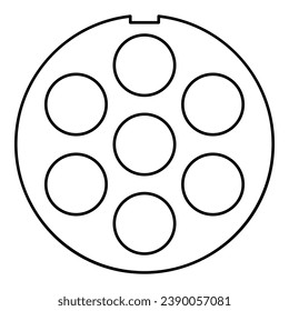 Grate for meat grinder plate mincer device for growing shallow of meat lattice sieve contour outline line icon black color vector illustration image thin flat style