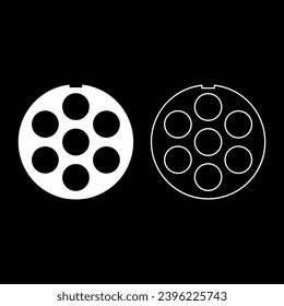 Grate for meat grinder plate mincer device for growing shallow of meat lattice sieve set icon white color vector illustration image solid fill outline contour line thin flat style