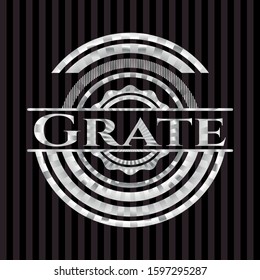 Grate silver emblem. Vector Illustration. Mosaic.