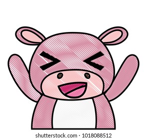 grated adorable and cheerful hippopotamus wild animal