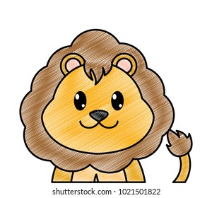 grated adorable lion cute animal character