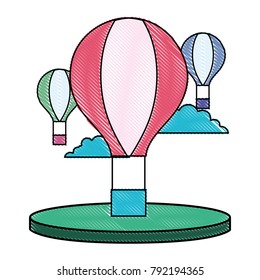 grated air balloons fly with clouds in the sky