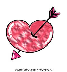 grated arrow design inside heart love icon
