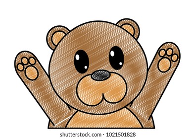 grated bear cute animal with hands up