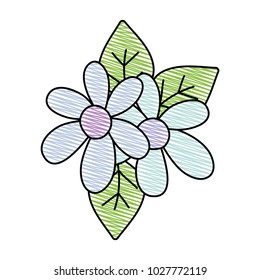 grated beautiful flowers with petals and leaves decoration