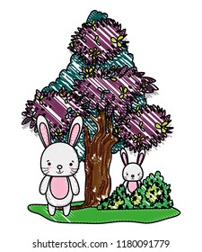 grated beauty rabbits friends animals and tree