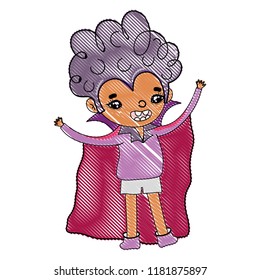 grated boy vampire with cape and curly hair