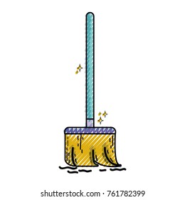 grated broom sweep equipment to clean house vector illustration