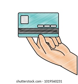 grated business electronic credit card in the hand
