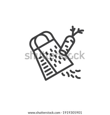 Grated carrot line icon. Cooking instruction linear style sign for mobile concept and web design. Carrot grate outline vector icon. Symbol, logo illustration. Vector graphics