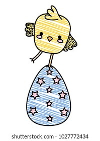 grated chick with egg easter playing to celebration