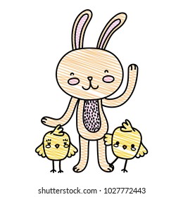 grated chicks with rabbit animal to easter celebration