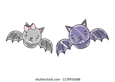 grated couple bat wild animal flying