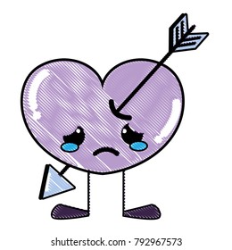 grated crying heart with arrow kawaii and legs