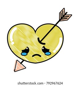 grated crying heart with arrow kawaii character