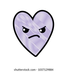 grated cute angry heart kawaii cartoon