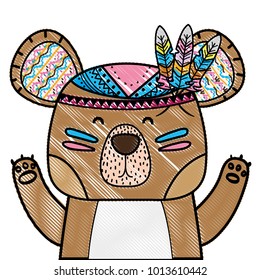 grated cute bear animal with feathers decoration