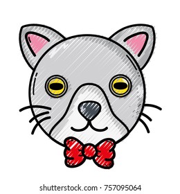 grated cute cat head pet animal