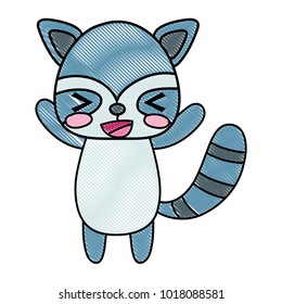 grated cute and cheerful raccoon wild animal