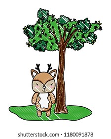 grated cute deer wild animal and tree