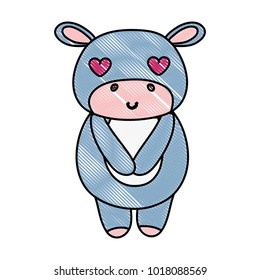 grated cute and enamored hippopotamus wild animal