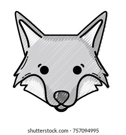 grated cute fox head wild animal