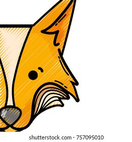 grated cute fox head wild animal