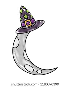 grated cute moon with witch hat style